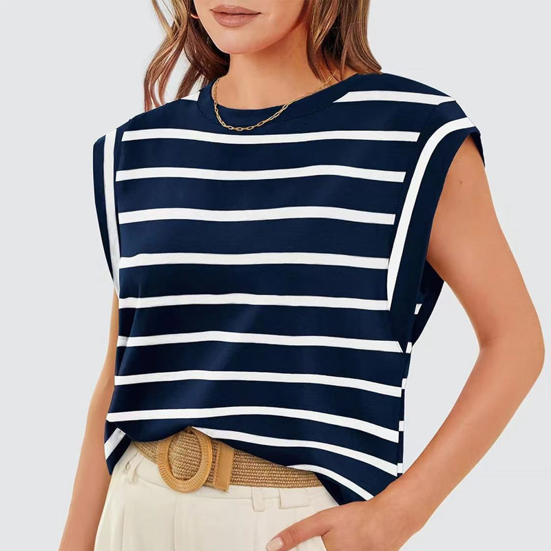 Women's Fashionable Versatile Striped Sleeveless Top