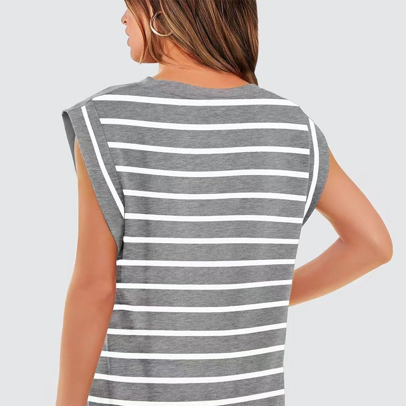 Women's Fashionable Versatile Striped Sleeveless Top