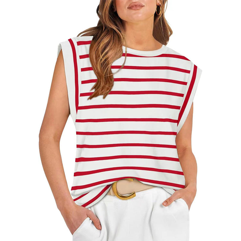 Women's Fashionable Versatile Striped Sleeveless Top