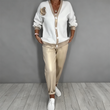 Women’s Casual V-Neck Top & High Waist Pants 2-Piece Set