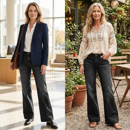 Women's Retro Flare Jeans with Pockets