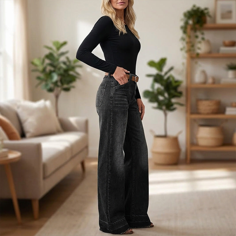 Women's Retro Flare Jeans with Pockets