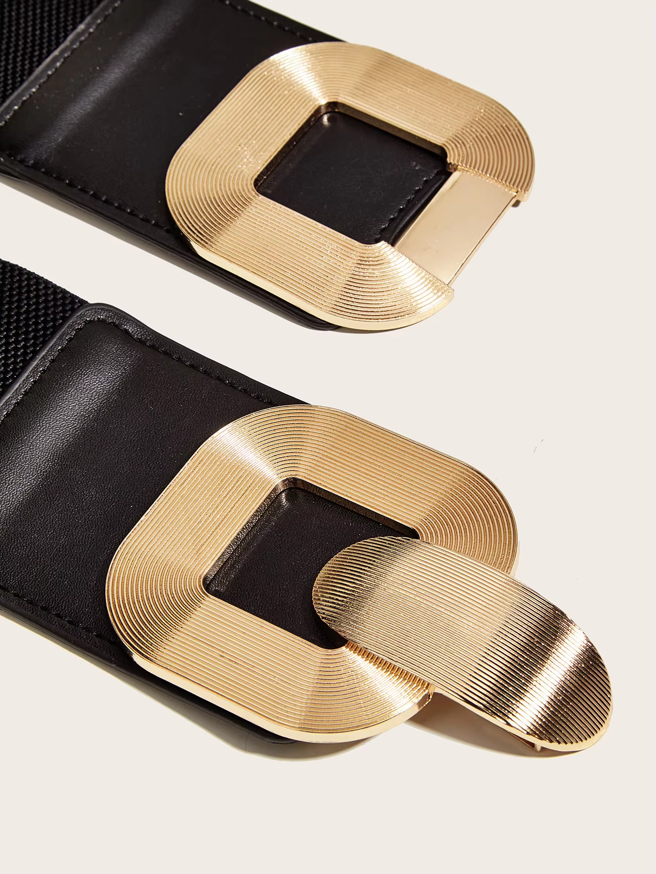【Factory direct sales】Women's Vintage Gold Buckle High Elastic Leather Belt