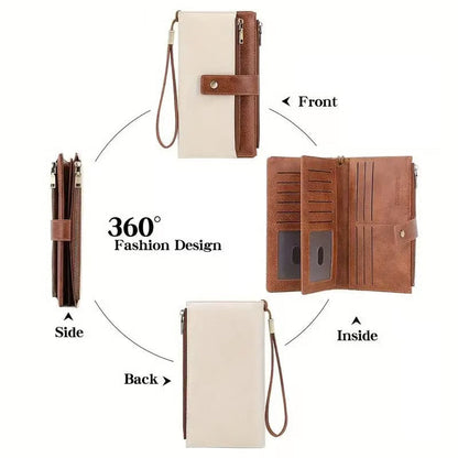 Women's Retro Style RFID Blocking Tri-fold Wallet