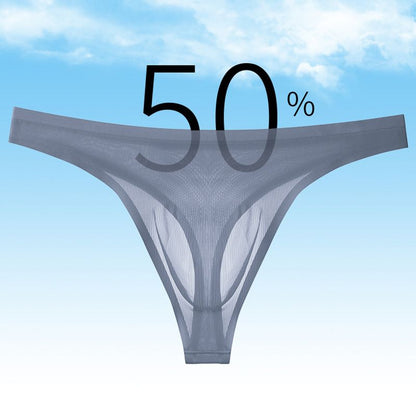 Men's Ultra-Thin Ice Silk Sexy Transparent Thong