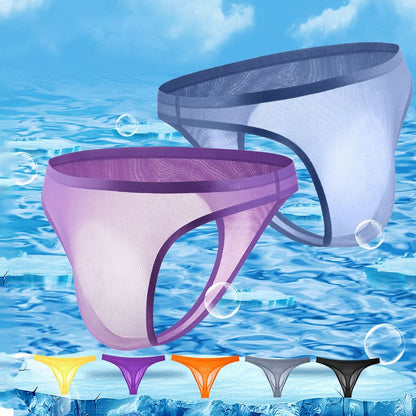 Men's Ultra-Thin Ice Silk Sexy Transparent Thong