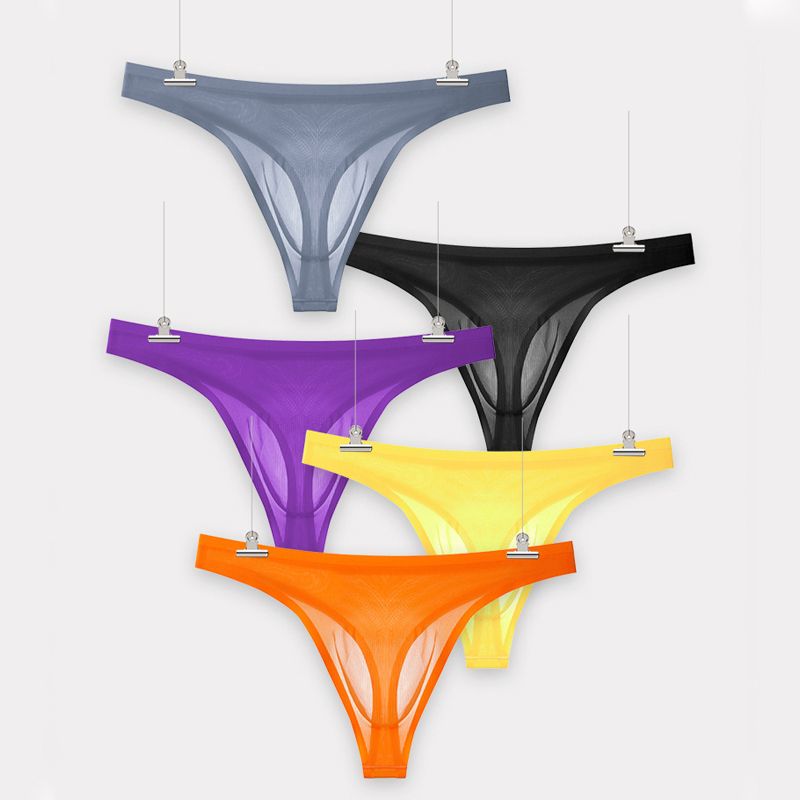 Men's Ultra-Thin Ice Silk Sexy Transparent Thong