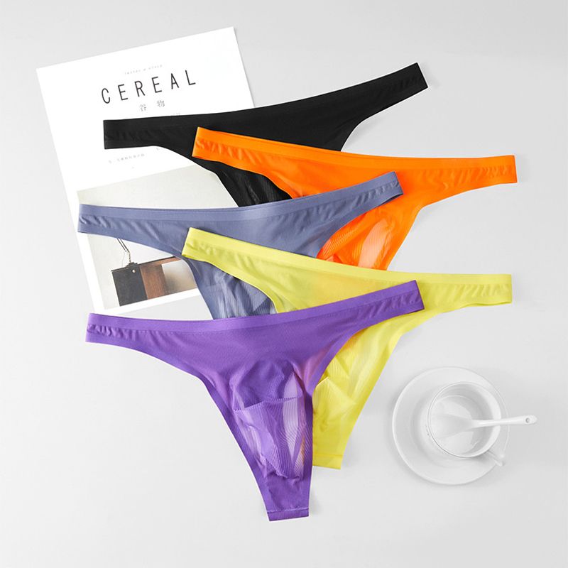 Men's Ultra-Thin Ice Silk Sexy Transparent Thong