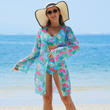Women's Fashion Multicolor Printed Bikini Swimsuit 3 Piece Set