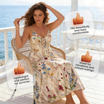 👗New arrival 50% OFF!🥰Plus Size Floral Print Spaghetti Strap Midi Dress