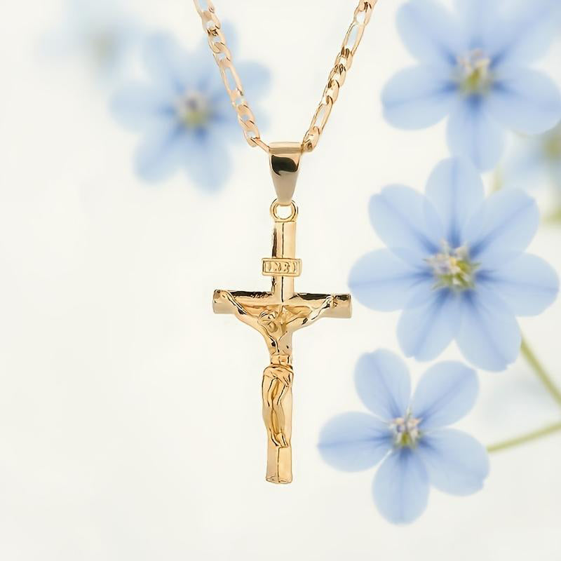 Men's Gold-Tone Crucifix Pendant Necklace