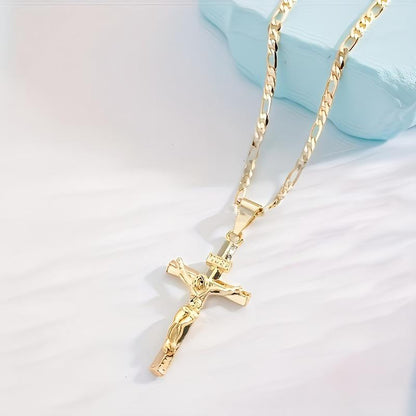 Men's Gold-Tone Crucifix Pendant Necklace