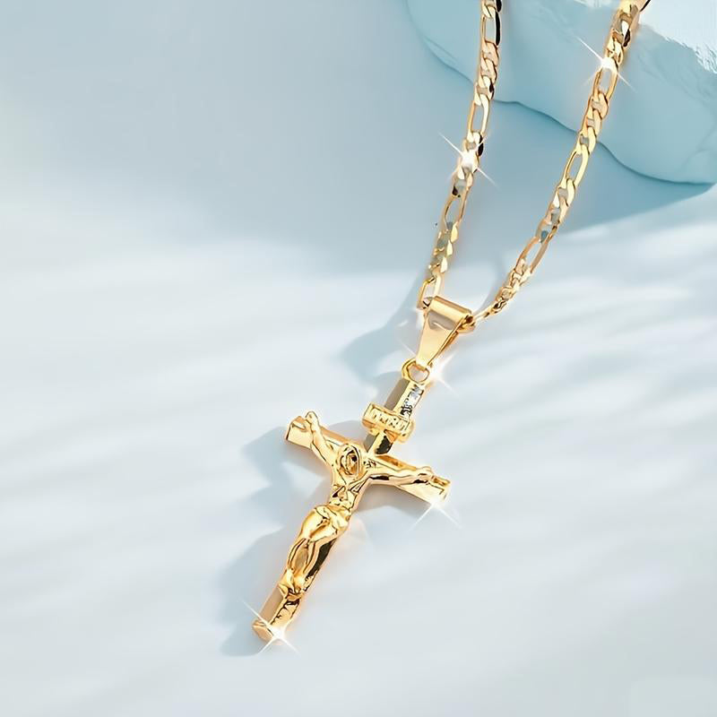Men's Gold-Tone Crucifix Pendant Necklace