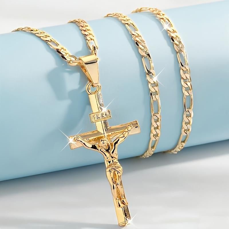 Men's Gold-Tone Crucifix Pendant Necklace
