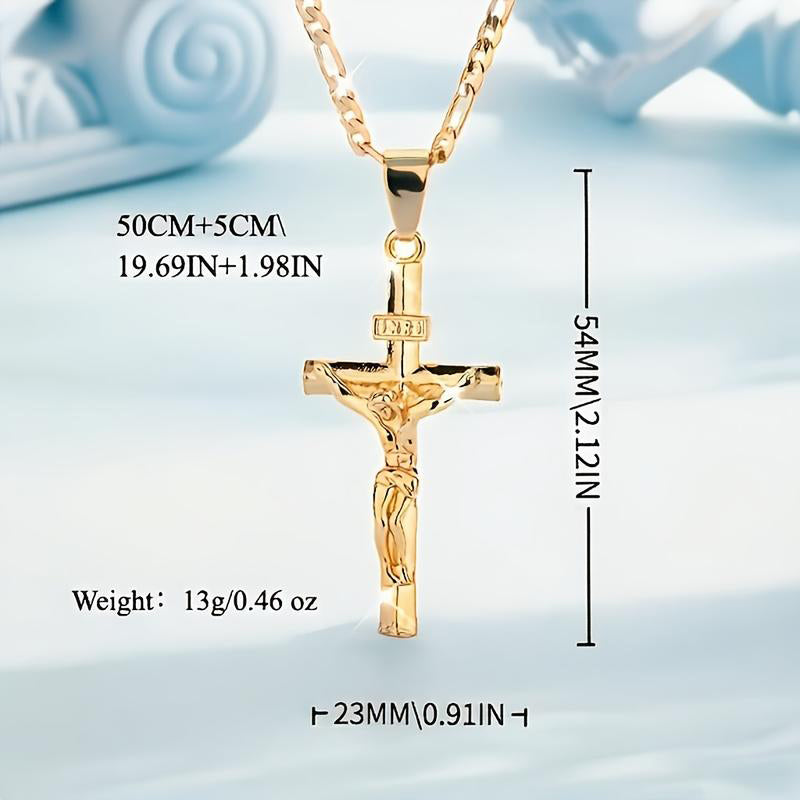 Men's Gold-Tone Crucifix Pendant Necklace