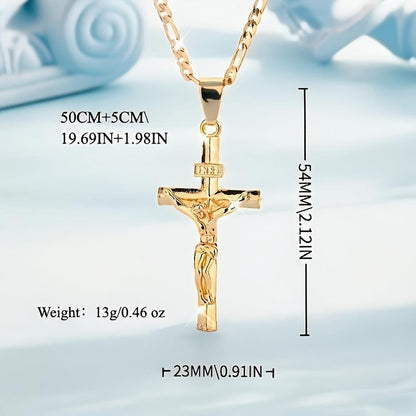 Men's Gold-Tone Crucifix Pendant Necklace