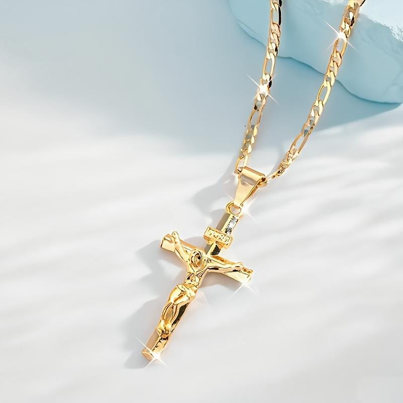Men's Gold-Tone Crucifix Pendant Necklace