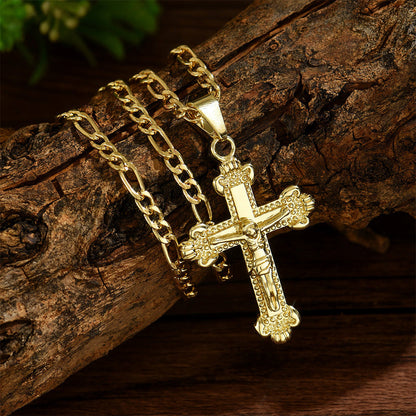 Men's Gold-Tone Crucifix Pendant Necklace