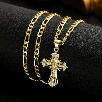 Men's Gold-Tone Crucifix Pendant Necklace
