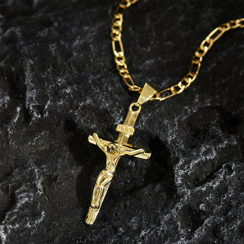 Men's Gold-Tone Crucifix Pendant Necklace