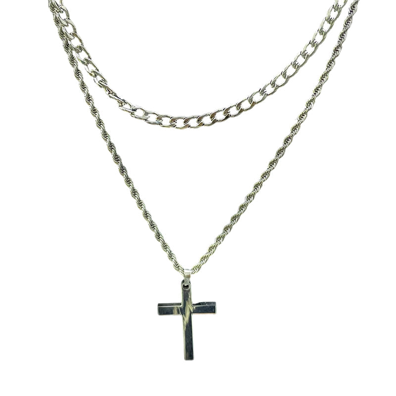 Double Layer Cross Pendant Necklace