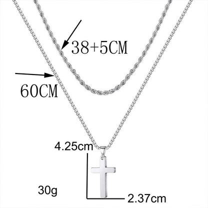Double Layer Cross Pendant Necklace