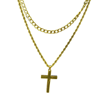 Double Layer Cross Pendant Necklace