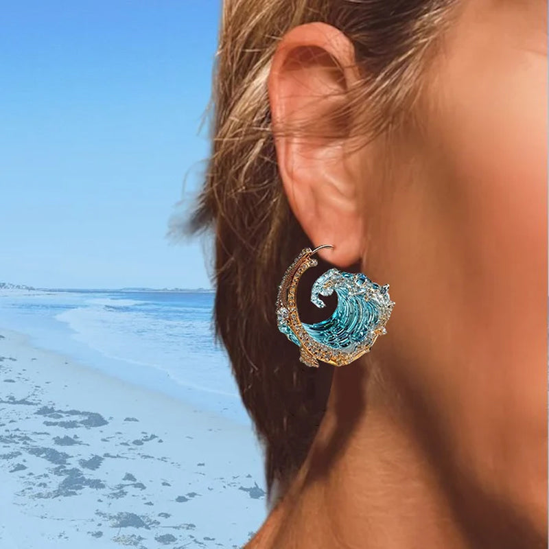 Elegant Blue Necklace Ring Earrings Set