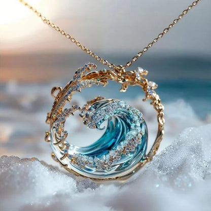 Elegant Blue Necklace Ring Earrings Set
