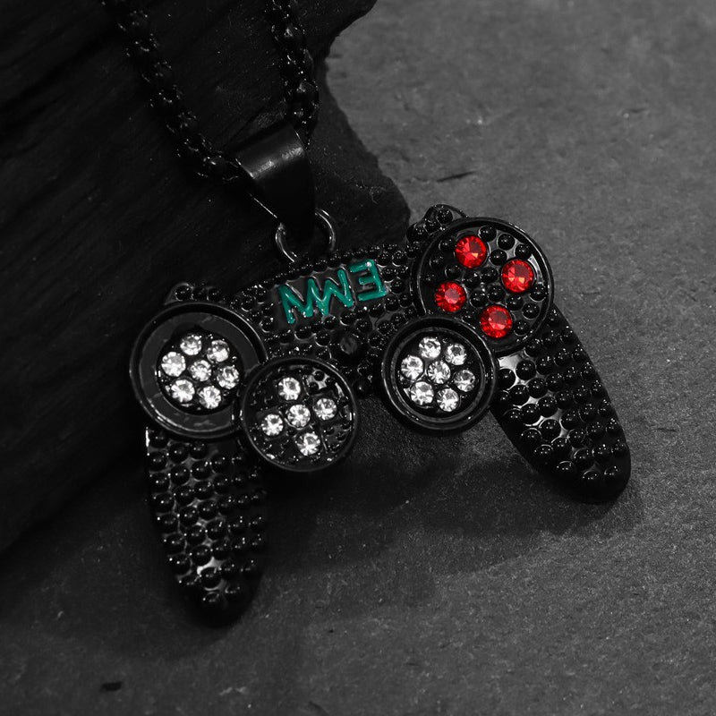 Rhinestone Arcade Game Controller Necklace