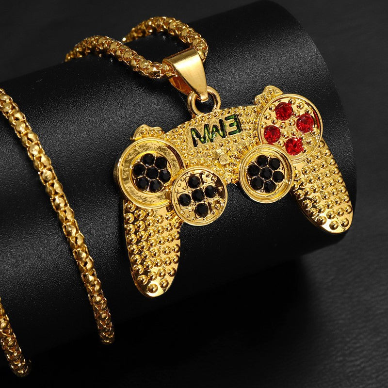 Rhinestone Arcade Game Controller Necklace