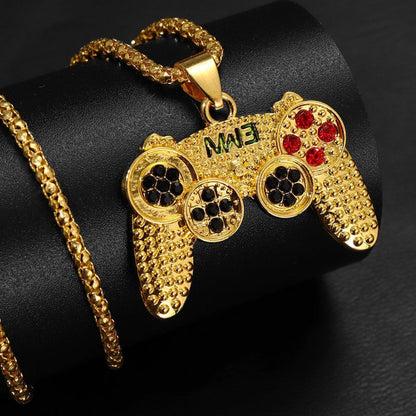 Rhinestone Arcade Game Controller Necklace
