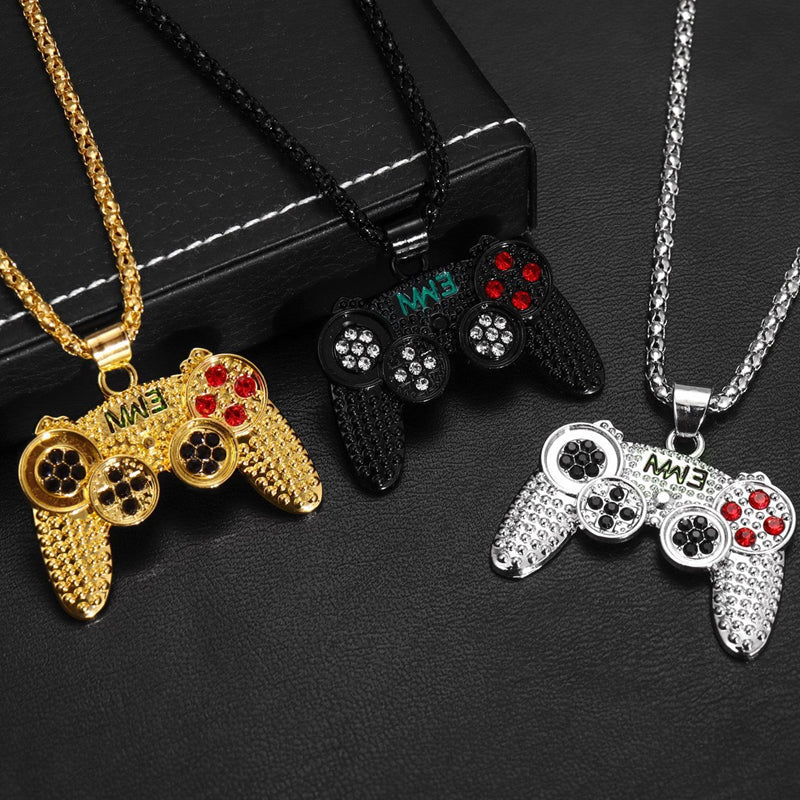 Rhinestone Arcade Game Controller Necklace