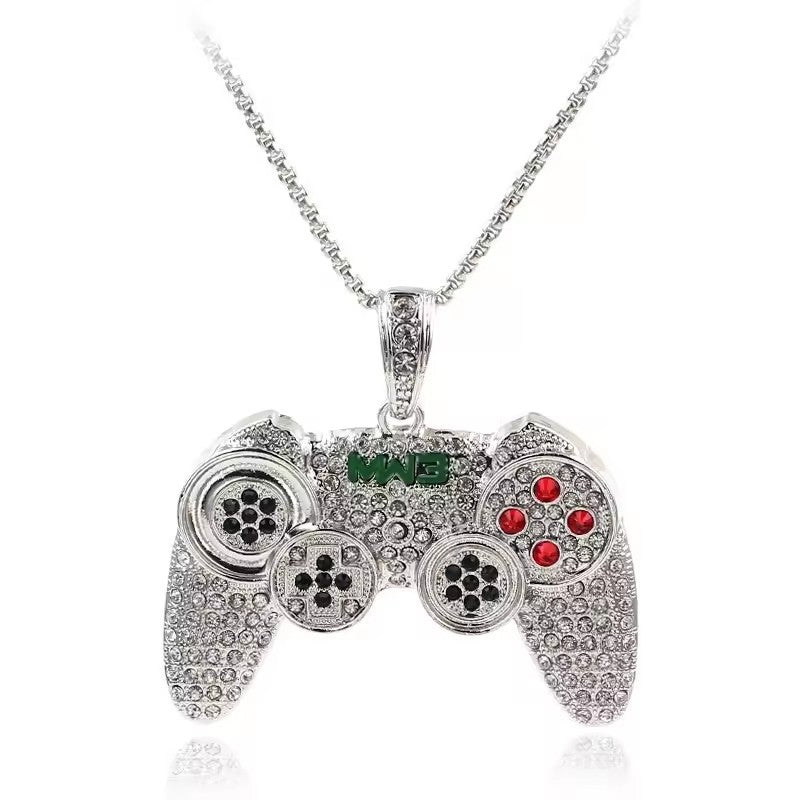 Rhinestone Arcade Game Controller Necklace