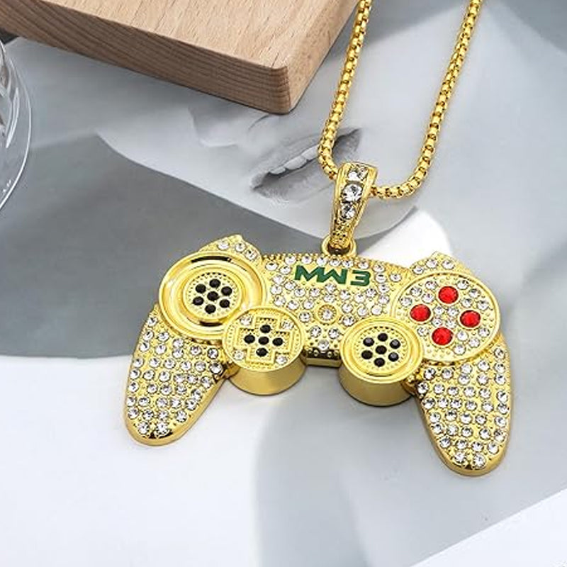 Rhinestone Arcade Game Controller Necklace