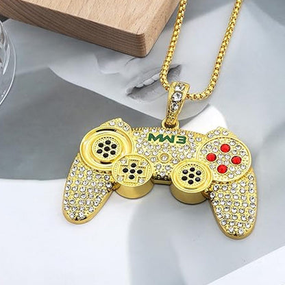 Rhinestone Arcade Game Controller Necklace