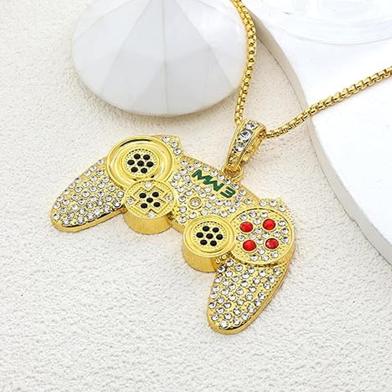 Rhinestone Arcade Game Controller Necklace