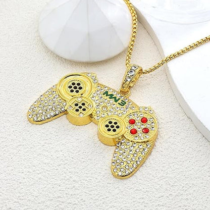 Rhinestone Arcade Game Controller Necklace