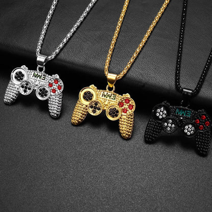 Rhinestone Arcade Game Controller Necklace