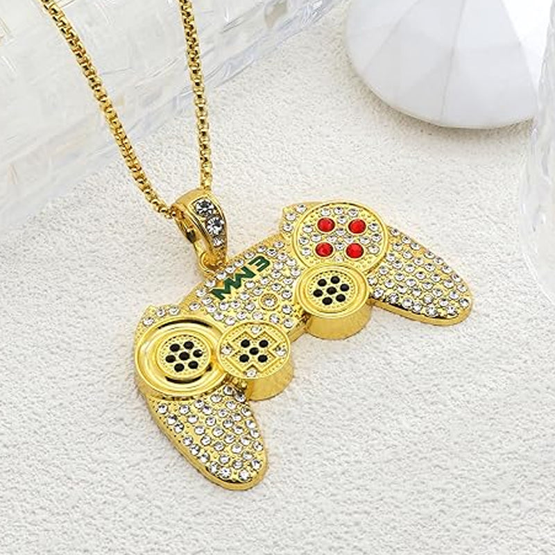Rhinestone Arcade Game Controller Necklace