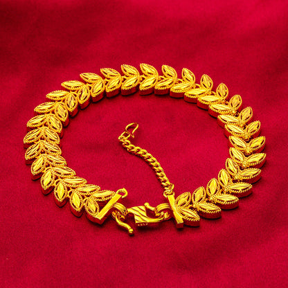 Golden Wheat Alloy Bracelet with Adjustable Extension Chain