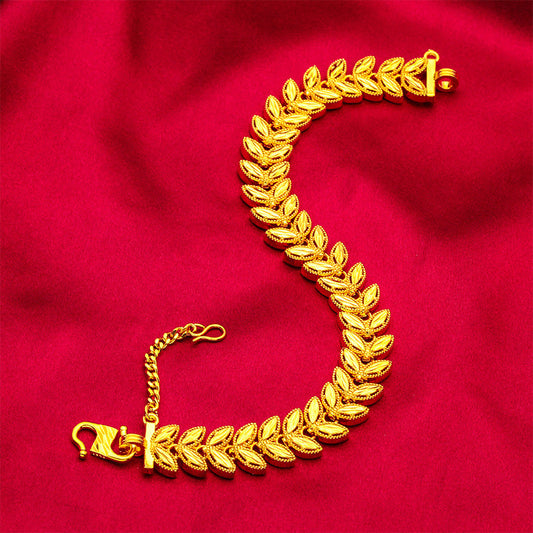 Golden Wheat Alloy Bracelet with Adjustable Extension Chain