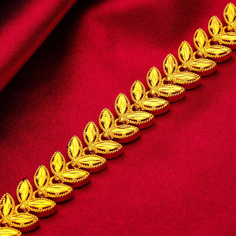 Golden Wheat Alloy Bracelet with Adjustable Extension Chain