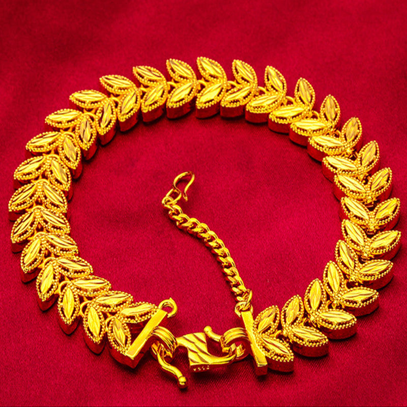 Golden Wheat Alloy Bracelet with Adjustable Extension Chain