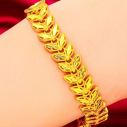 Golden Wheat Alloy Bracelet with Adjustable Extension Chain