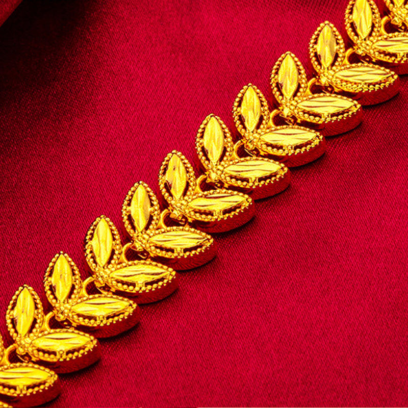 Golden Wheat Alloy Bracelet with Adjustable Extension Chain