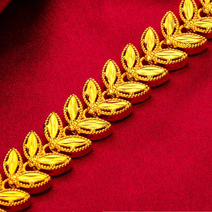 Golden Wheat Alloy Bracelet with Adjustable Extension Chain