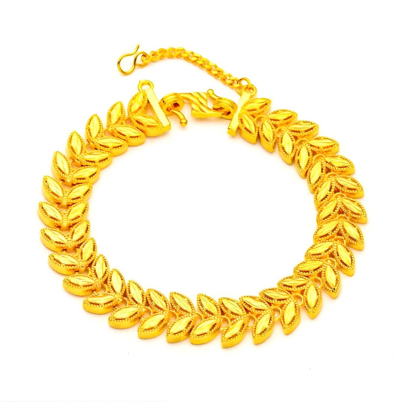 Golden Wheat Alloy Bracelet with Adjustable Extension Chain