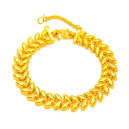 Golden Wheat Alloy Bracelet with Adjustable Extension Chain