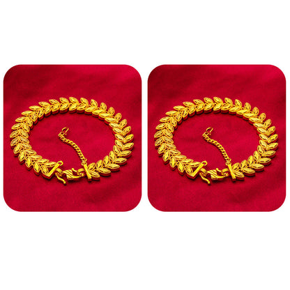Golden Wheat Alloy Bracelet with Adjustable Extension Chain